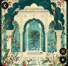 WhatsApp India Graphic Art, Hyderabadi Aesthetic, Mughal Aesthetic, Jaipur Wallpaper, Jaipur Prints, Mughal Design, Indian Miniature, Mughal Art Paintings, Mughal Architecture