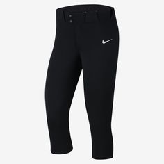 Nike Vapor Select Women's 3/4-Length Softball Pants (Team Black) Womens Softball Uniforms, Cleaning White Softball Pants, Black Moisture-wicking Pants For Sports Season, Softball Wishlist, Nike Softball Pants, Women’s Softball, Softball Girls