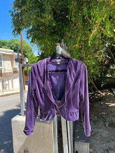 90s DKNY purple rain velvet long sleeve top with tie closure and ruffle detailing Purple Long Sleeve 90s Style Top, Purple Long Sleeve 90s Top, Y2k Style Purple Tops For Fall, Y2k Purple Tops For Fall, Y2k Fall Purple Tops, Purple Y2k Tops For Fall, Purple 90s Style Tops For Fall, Purple 90s Style Top For Fall, 90s Dkny