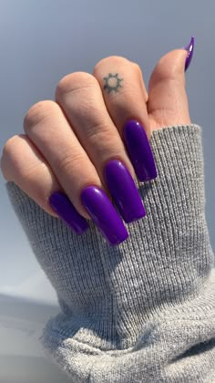 Royal Purple Nails Acrylic Coffin, Dark Purple Long Nails, Dark Purple Square Acrylic Nails, Royal Purple Acrylic Nails, Royal Purple Nails Acrylic, Natural Purple Nails, Dark Purple Acrylic Nails Coffin, Dark Purple Square Nails, Dark Purple Halloween Nails