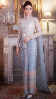 Thailand Wedding Dress, Thailand Traditional Dress, Thai National Costume, Thailand Dress, Thai Silk Dresses, Traditional Asian Dress, Thailand Fashion, Traditional Thai Clothing, Thai Wedding Dress