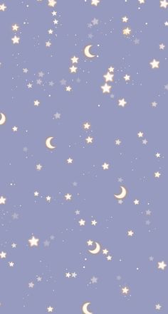 stars and crescents are in the sky on a blue background with white dots,