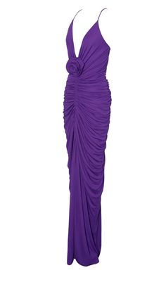 This stunning maxi dress is perfect for a special occasion. The amethyst-colored fabric is adorned with beautiful flowers, and the plunging neckline is both sexy and elegant. The flowing skirt is sure to make you feel like a goddess. Gentle Dry Clean Only Colour may vary due to lighting on images. The product images (without model) are closest to the true colour of the product.Item runs true to size chart and is cut to suit our size chart. Please refer to our size chart for the best fit. Do not Purple Floor-length Maxi Dress For Prom, Purple Maxi Dress For Prom Season, Purple Maxi Length Prom Dresses, Purple Maxi Dress For Prom, Lavender Fitted Floor-length Maxi Dress, Fitted Lavender Floor-length Maxi Dress, Purple Maxi Dress For Party, Purple V-neck Gown For Gala, Lavender Fitted Maxi Dress For Evening