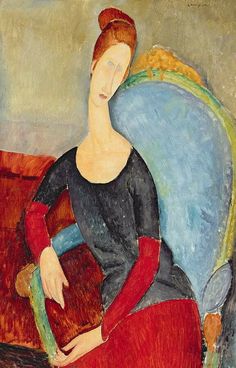 a painting of a woman sitting on a couch