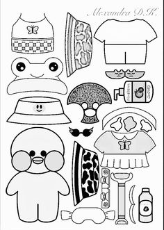 the paper doll is made to look like it has many different hats and clothing on it