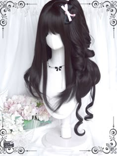 Get the ultimate kawaii look with our black long synthetic wig with ponytail claw clips! This versatile wig features a sleek black color and comes with a convenient ponytail claw clip attachment for easy styling. Whether you're aiming for a Lolita-inspired ensemble or simply want to elevate your everyday look, this wig is the perfect accessory.  Please note that this product includes the wig, two claw clips, or a set.  Option A: A long wig.  Option B: A pair of claw clips.  Option C: A long wig Hairstyles With Clips, Wig With Ponytail, Ponytail Claw Clip, Pretty Wigs, Basic Hairstyles, Drawing Hair Tutorial, Traditional Hairstyle, Option B, Kawaii Hairstyles