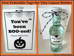 a bottle of booze next to a free printable tag for liquor bottles