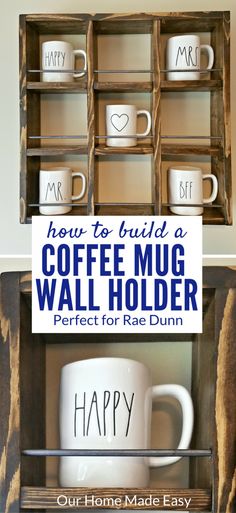 32 Ideas for Displaying Collections in Your Home Coffee Mug Wall, Mug Wall, Coffee Mug Holder, Coffee Mug Collection, Wood Projects For Beginners, Wall Holder, Carpentry Projects, Woodworking For Kids, Mug Holder