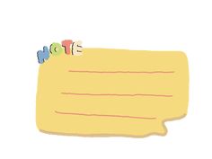 a piece of yellow paper with the word note written in colorful magnets on it