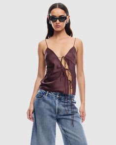 Mariah Cami by Lioness Online | THE ICONIC | Australia Bow Top, Muslim Outfits, Romper Dress, Tie Top, Matching Dresses, Bow Detail, Summer Wardrobe, Crop Tops Women, Jumpsuit Dress