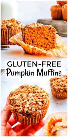 Gluten Free Pumpkin Muffins Healthy Pumpkin Oatmeal Muffins, Pumpkin Oatmeal Muffins, Gluten Free Pumpkin Muffins, Persimmon Recipes, Veggies Recipes, Crumb Muffins, Breakfast Recipies, Pumpkin Oatmeal, Crumb Topping