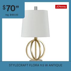 Included: 1 Lamp Shade(s)Light Bulb Base: E26 Medium (standard)Light Bulb Type: IncandescentNumber of Light Bulbs: 1Power Source: Plug-InShape: EmpireSwitch Type: On/Off SwitchUl Location Rating: DryWattage (watts): 60wMeasurements: 9.5 Depth/Inches, 9.5 Width/Inches, 20 Height/InchesCord Length (ft.): 5 FtShade Height: 8 1/2 InWeight (lb.): 2 LbAssembly: Assembly RequiredBase Material: 50% Acrylic, 50% SteelFinish: PaintedShade Material: LinenCare: Wipe CleanControl Types: On/Off SwitchDecor S… Lamp Yellow, Lamp Color, Gold Table Lamp, Lamps Table, Gold Table, Light Bulb Types, Light Bulbs, Table Lamps, Antique Gold