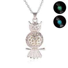 Beautiful Glow In The Dark Owl Necklace. Comes with a 20" chain. Appears White in the Light then Changes Color In The Dark. You MUST place it in the sunlight for it to charge before it will glow. Beautiful Owl Design Choose from Blue or Green Pendant Approx 1.5"x.75" Silver Plated Color: Metal Type.  Gender: female.  Age Group: adult. Dark Necklace, Acrylic Nail Polish, Ginger Women, Green Pendant, Anniversary Wedding Band, Glow In Dark, Beautiful Owl, Green Pendants, Owl Necklace