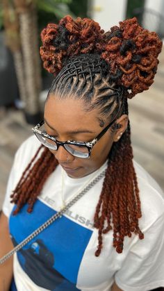 Sherelle Holder™️ | FUN FACT: her hair is waist length, the style she has in is called LOC KNOTS , and with that it’s done by wrapping her own locs around... | Instagram Locs Accessories Dreadlock Beads, Medium Size Locs Black Women, Loc Knots, Short Dreadlocks, Dreadlocks Styles, Natural Hair Salon, Hair References, Natural Hair Salons