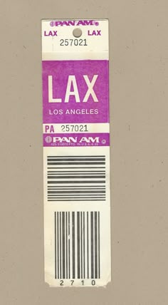 a purple label that says lax los angeles pa 55702 - 1 on it