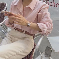 K Fashion, Casual Day Outfits, Classy Work Outfits, Stylish Work Outfits, Casual Work Outfits, 가을 패션, Pink Shirt, Casual Style Outfits, Office Outfits