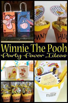 winnie the pooh party favors and treats for an eeo themed birthday or baby shower