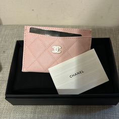 Brand New Chanel Cardholder Pink Color Caviar Leather No Returns Final Sale Chanel Card Holder Beige, Chanel 19 Card Holder, Chanel Cardholder, Chanel Rose, Chanel Long Wallet, Chanel Cambon, Greeting Card Inspiration, Red Quilts, Pink Chanel