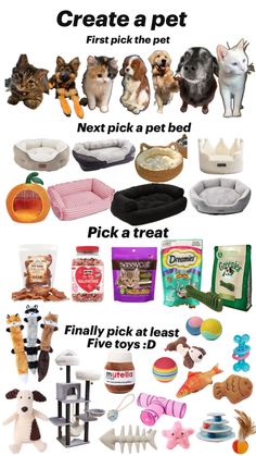 an advertisement for pet supplies and their names