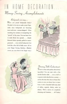 an old advertisement from the early 20th century shows two women in bed and one woman sitting at a table