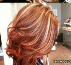 Medium Length Haircut Color Ideas, Ginger W Highlights, Red Hair With Highlights Short, Red And Blonde Hair Color Short, Red Hair With Highlights And Lowlights, Red And Blonde Hair, Red And Blonde