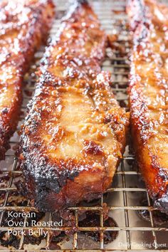 korean oven roasted pork belly on the grill