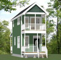 this is an artist's rendering of a two story house with porches and balconies