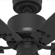 the hunter ceiling fan is black and has four blades