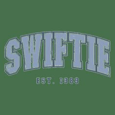 the word swiffie is shown in blue and white with an old - fashioned font