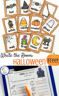 halloween writing practice with free printables for kids to write the word's name