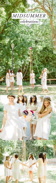 the bride and her flower girls are getting ready to walk down the aisle