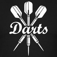 the darts t - shirt is black with white lettering