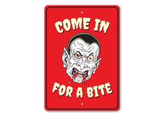 Vampire Halloween Sign Man Cave Kitchen, Cave Kitchen, Vampire Halloween, Vampire Fangs, Halloween Sign, Party Venues, Halloween Signs, Goods And Services