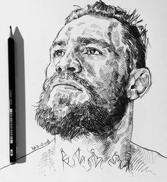 a pencil drawing of a man with a beard