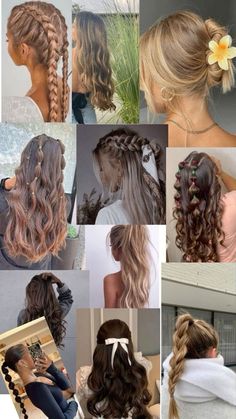 Hair Styles For Long And Thick Hair, Haïr Style For Long Hair In Summer, Summer Hairstyles Brunette, Simple Casual Hairstyles, Luau Hairstyles, Greece Hairstyles, Simple Summer Hairstyles, Hair Inspo Summer, Summer Hair Ideas