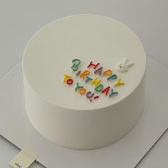 a birthday cake with the word happy written on it