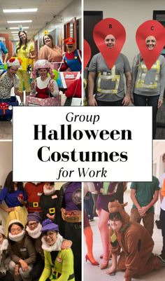 group halloween costumes for work with text overlay that reads group halloween costumes for work