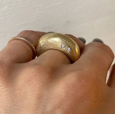 THE SOUL MATE Ring Two Stone Ring Chunky Gold Ring Solid Gold Ring Domed Ring Tire Ring High Dome Ring Size 5 Ring 14KY Gold - Etsy Round Stone Ring Designs, Lost Wax Casting Rings, Creative Rings, Tire Ring, Lost Wax Casting Jewelry, Yellow Stone Ring, Tire Rings, Two Stone Ring, Family Ring