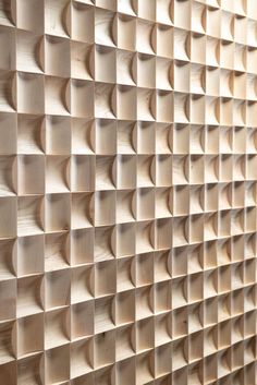 a wall made out of wooden blocks