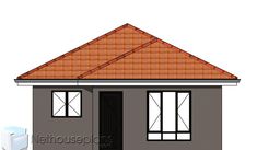 a drawing of a small house with an orange roof