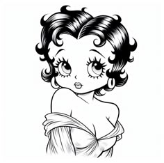 a cartoon girl with big eyes and curly hair