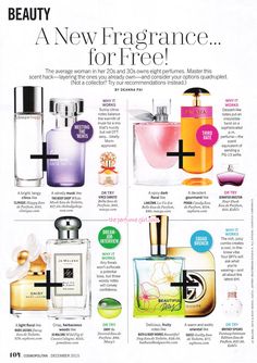 A New Fragrance for Free! - Cosmopolitan December 2015 Perfume Editorial, Creating Positive Energy, Beauty Salon Design, Life Lyrics, Soup Crocks, Healthy Cat Treats, The Perfume, Perfume And Cologne, Super Healthy Recipes