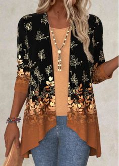 Color:Black;Size:S;Size:M;Size:L;Size:XL;Size:XXL;Package Contents:1 X Light cardigan;Occasion:Other;Style:Casual; Bohemian Long Sleeve Printed Cardigan, Black Handkerchief, Shoes Craft, Bohemian One-size Cheap Cardigan, Bohemian 3/4 Sleeve Summer Cardigan, Elegant Dresses Plus Size, Cruise Clothes, Cardigan Fall Outfit, Feminine Clothes