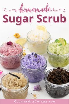 Essential Oils For Glowing Skin, Easy Diy Body Scrub, Sugar Scrub Homemade Recipe, Diy Sugar Scrub, Diy Body Scrub Recipes, Diy Sugar Scrub Recipe, Salt Recipes, Peppermint Sugar Scrubs, Scrub Exfoliating