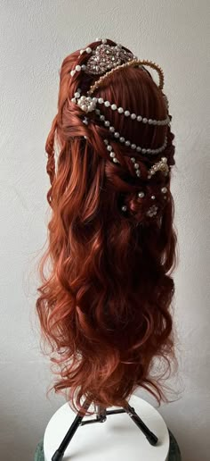 Fantasy Hair Aesthetic, Fancy Ball Hairstyles, Fantasy Braided Hair, Narnia Hairstyles, Ornate Hairstyles, Medival Hairstyle Easy, Siren Hairstyles, Medieval Hairstyles Princesses, Red Head Princess