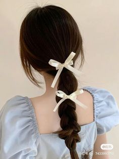 White Bow Hairstyle, White Strawberry, Bow Hairstyle, Ribbon Hairstyle, Korean Products, Claw Hair Clips, Pink Cherry, Korean Aesthetic, Hair Tutorials