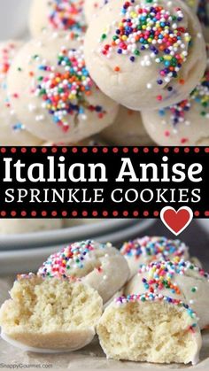 italian anise sprinkle cookies with white frosting and colorful sprinkles