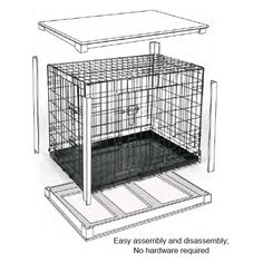 a dog crate is shown with the top open and bottom closed to allow dogs to go outside