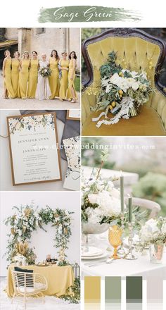 wedding color palettes with yellow and green