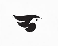 a black and white bird logo on a white background